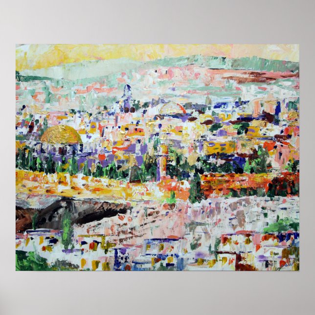 Pôster Pintura Impressionista de Jerusalem Israel (Frente)