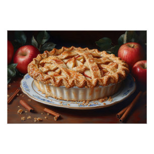 Pôster Pintura Inspirada na Pie Vintage da Apple