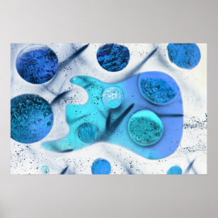 Pôster pintura invertida dos planetas do verde azul de
