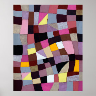 Poster Pintura irregular, com violetas e amarelo