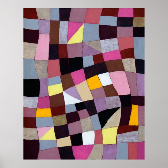 Poster Pintura irregular, com violetas e amarelo (Frente)