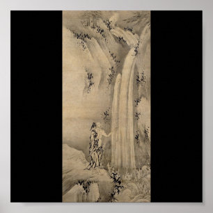 Pôster Pintura japonesa da cachoeira, C. 1500's