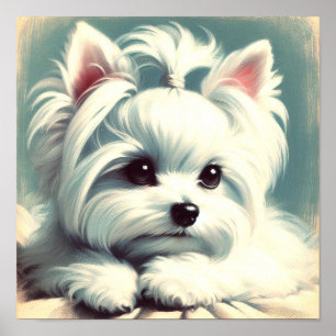 Poster Pintura Maltesa em Vintage