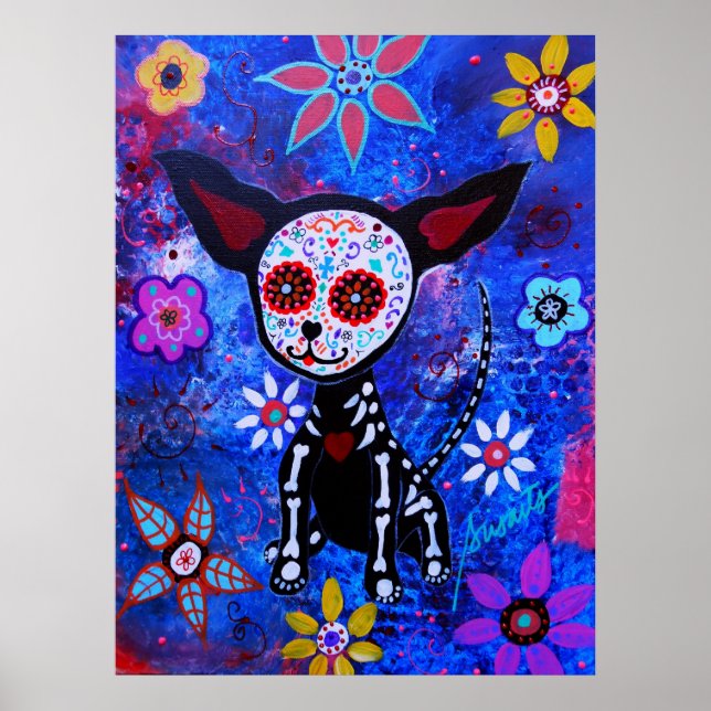 PÔSTER PINTURA MEXICAN CHIHUAHUA DIA DE LOS MUERTOS (Frente)
