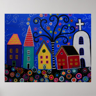PÔSTER PINTURA MEXICANA DA CIDADE PRISARTS DO POVOADO
