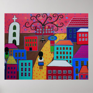 PÔSTER PINTURA MEXICANA DA CIDADE PRISARTS DO POVOADO