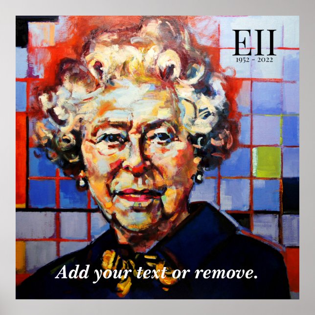 Poster Pintura moderna da Rainha Elizabeth II, (Frente)