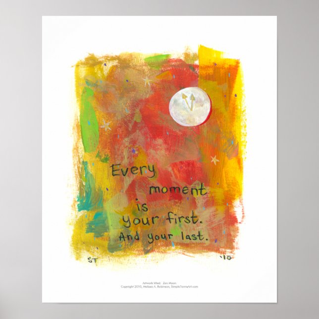 Pôster Pintura moderna de Zen Moon - viva no momento (Frente)