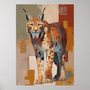 Poster Pintura Moderna Impressionista de Lince Elegante