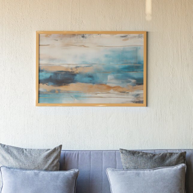 Poster Pintura Moderna Marrom abstrato azul (Criador carregado)