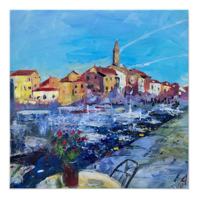 Pôster Pintura moderna no verão de Rovinj na Croácia (Frente)