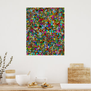 Poster Pintura Mosaico Colorida Abstrata