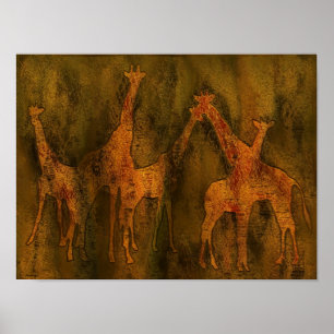 Pôster Pintura mural da arte dos girafas