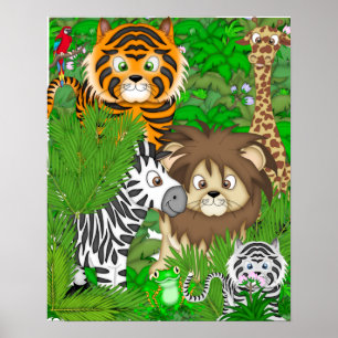 POSTER PINTURA MURAL DA SELVA PARA SALA DE S DAS CRIANÇA