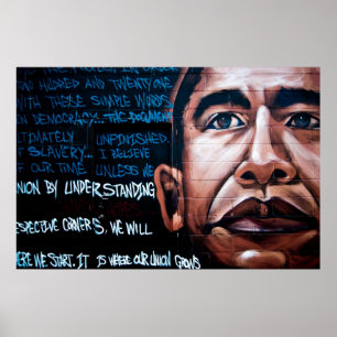 Pôster Pintura mural de Barack Obama & discurso,