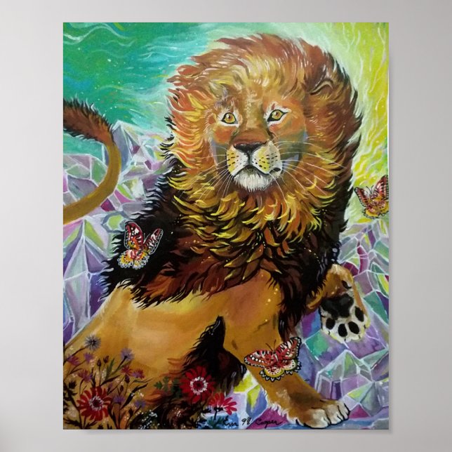 Poster Pintura Mystical Crystal Lion "Novos Mundos" (Frente)