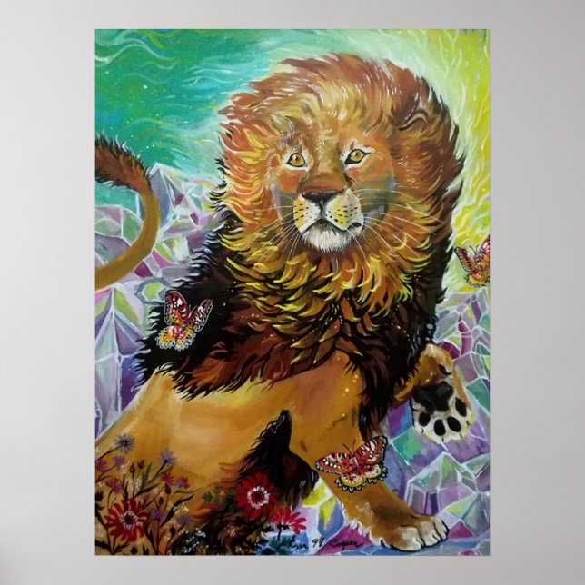 Poster Pintura Mystical Crystal Lion "Novos Mundos" (Frente)