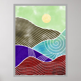 Poster pintura na montanha abstrato