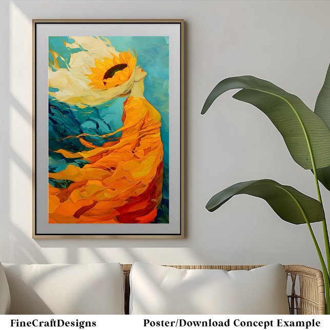 Poster Pintura não usual de Sunflower Hat Moderna (Criador carregado)