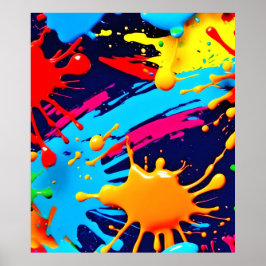 Poster Pintura Neon Vibrante em Expressão Fluida
