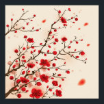 Pôster Pintura no estilo oriental, flor de ameixa na prim<br><div class="desc">Pintura no estilo oriental,  flor de ameixa na primavera</div>