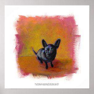 Poster Pintura original bonito do cão preto da arte da
