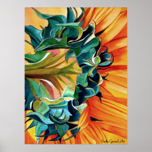 Pôster Pintura original da arte da aguarela amarela do