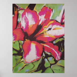 Poster Pintura original da arte moderna da flor vermelha