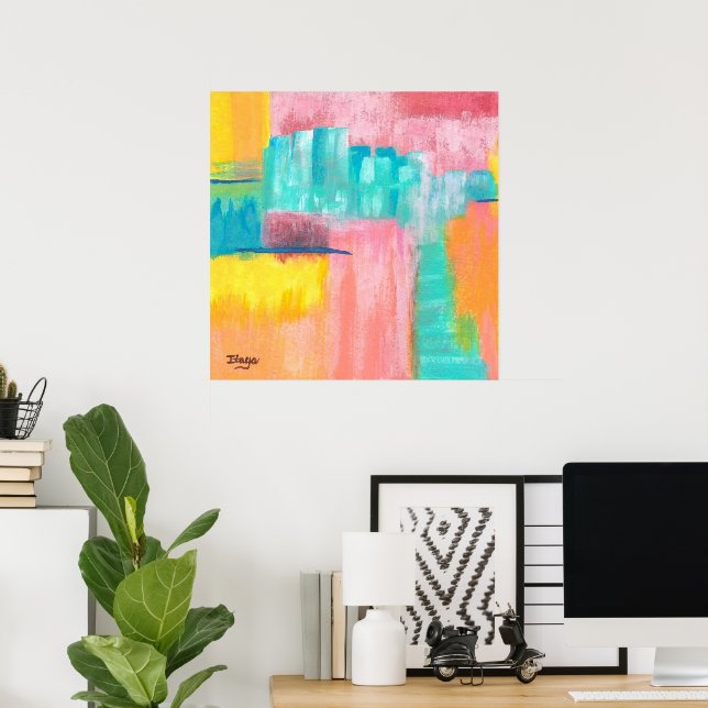 Pôster Pintura Original de Arte Abstrato Grande Dreamscap (Escritório em casa)
