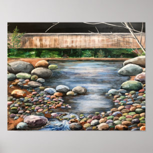 Poster Pintura Original de Paisagem em Acrílico/ Riacho