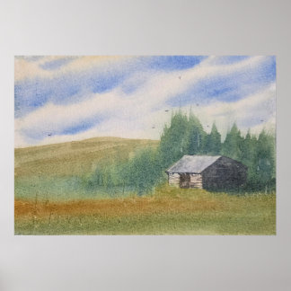 Poster Pintura paisagística em aquarela