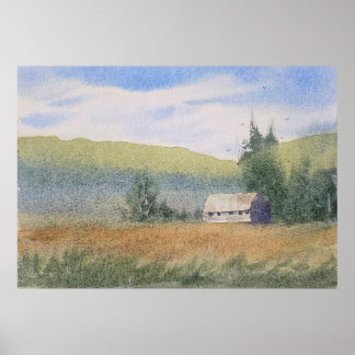 Poster Pintura paisagística em aquarela