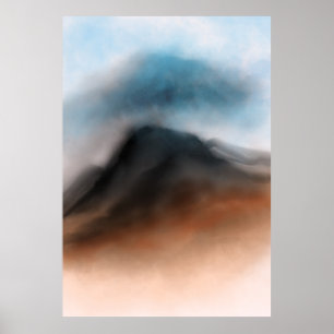 Poster Pintura paisagística em aquarela do deserto e céus