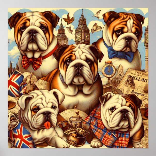 Poster Pintura para Bulldog em Inglês (Frente)