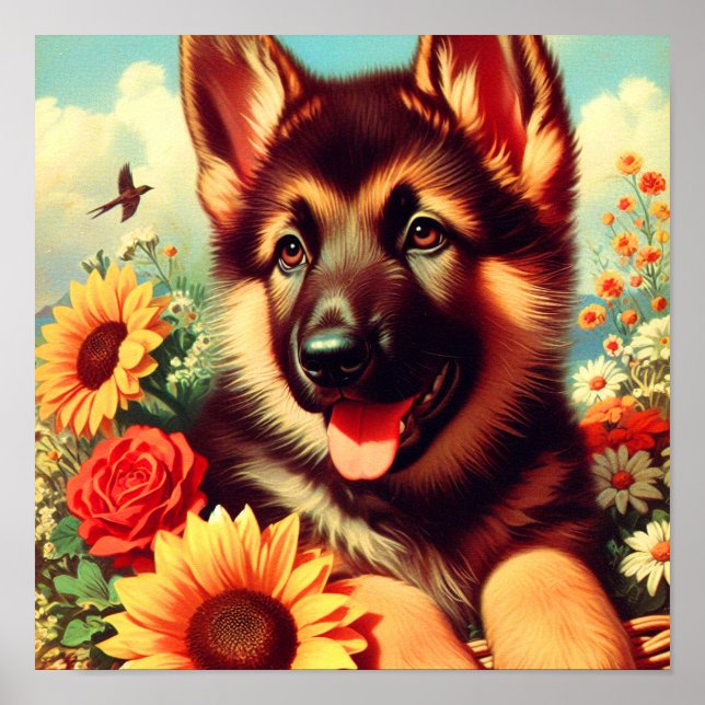 Poster Pintura para pinos de German shepherd cômodo (Frente)