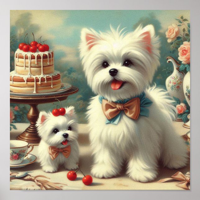 Poster Pintura para puppy em maltês (Frente)