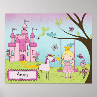 Poster Pintura personalizada do Castelo de Princesa
