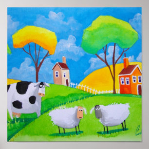 PÔSTER PINTURA POPULAR DA VACA DOS CARNEIROS