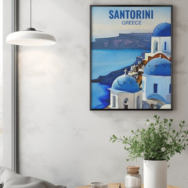 Poster Pintura por Aquarela da Grécia Santorini (Criador carregado)