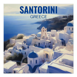 Pôster Pintura por Aquarela da Grécia Santorini