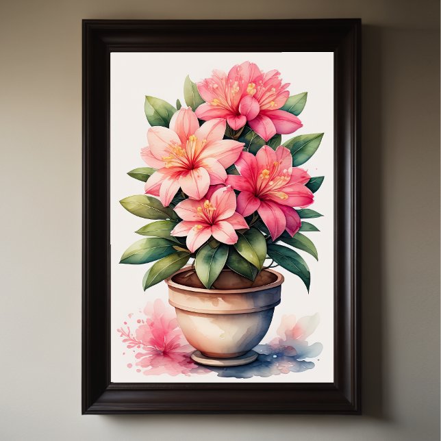 Poster Pintura por Aquarela de Azalea em rosa-Pote II (Criador carregado)