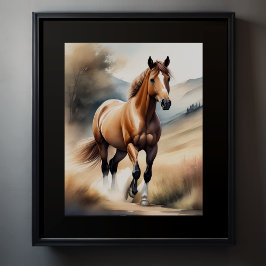 Poster Pintura por Aquarela de Cavalo