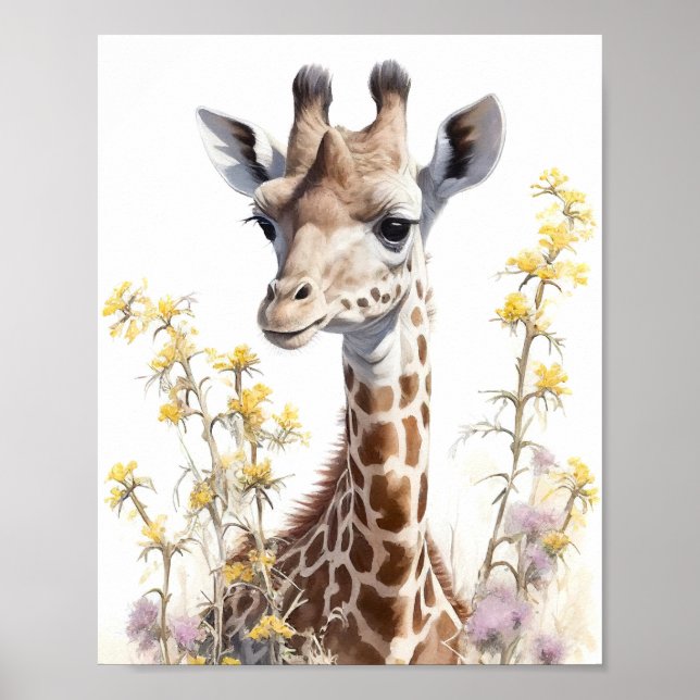 Poster Pintura por Aquarela de Giraffe (Frente)