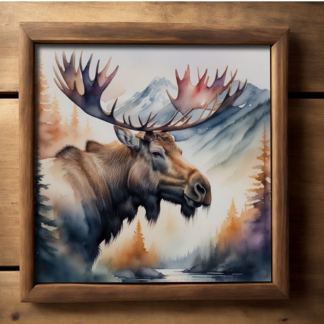Poster Pintura por Aquarela de Moose Natureza (Criador carregado)