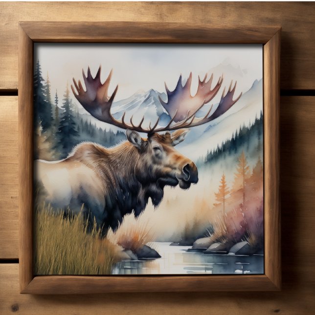 Poster Pintura por Aquarela de Moose Natureza (Criador carregado)