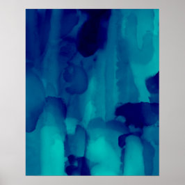 Poster Pintura por Aquarela de Neon Abstrato Azul