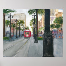 Pintura por Aquarela de Trolley em Nova Orleans
