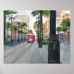 Poster Pintura por Aquarela de Trolley em Nova Orleans