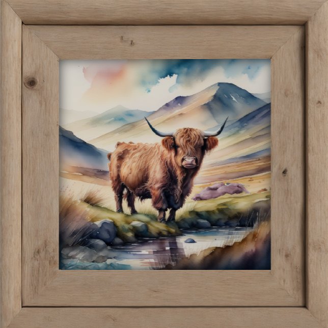 Poster Pintura por Aquarela de Vaca Highland 1:1 (Criador carregado)