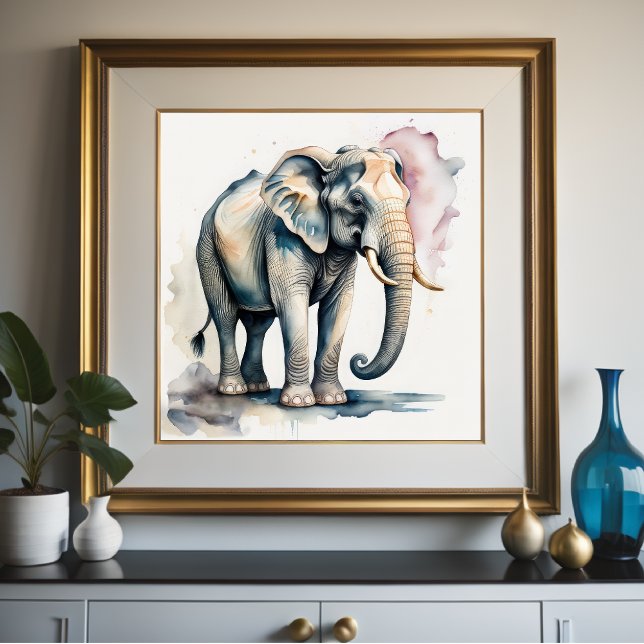Poster Pintura por Aquarela do Elefante 1:1 (Criador carregado)